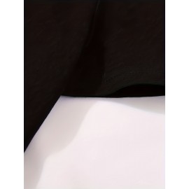 Classic Design Black Solid Top Casual Mid Stretch Short Sleeve Crew Neck Graphic T-shirt, Men's Tee For Summer Outdoor