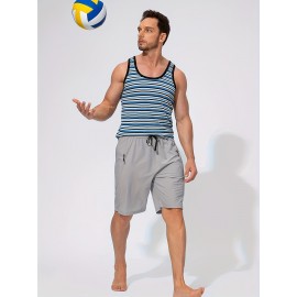 Men's Zip Pocket Sports Shorts, Swimwear, Quick Dry Lightweight Breathable UV Protection Beach Swimming Trunks (No Mesh Lining)