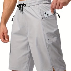 Men's Zip Pocket Sports Shorts, Swimwear, Quick Dry Lightweight Breathable UV Protection Beach Swimming Trunks (No Mesh Lining)