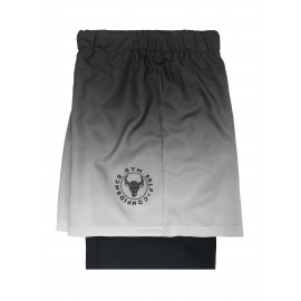 2-in-1 Double Layer Shorts With Inner Zipper Pocket, Men's Mid Stretch Sports Shorts For Summer Gym Workout Training