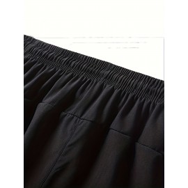 Men's Zipper Pockets Active Shorts, Casual Waist Drawstring Quick Drying Shorts