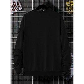 Men's Pullover Round Neck Long Sleeve Sweatshirt Letter 