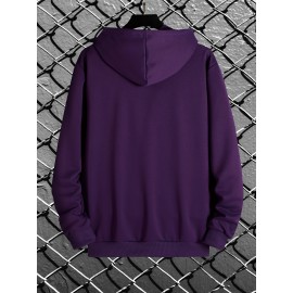 Men's Long Sleeve Pattern Print,Hoodies Street Casual Sports And Fashionable With Kangaroo Pocket Sweatshirt,Suitable For Outdoor Sports,For Autumn And Winter, Fashionable And Versatile